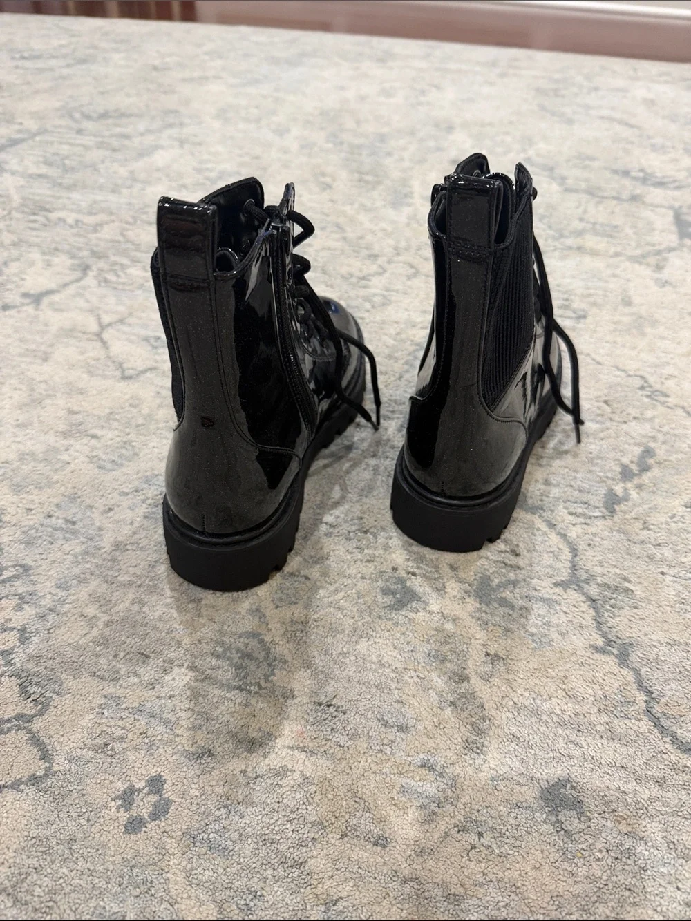 art class Black Patent Lace-Up Kids Combat Boots